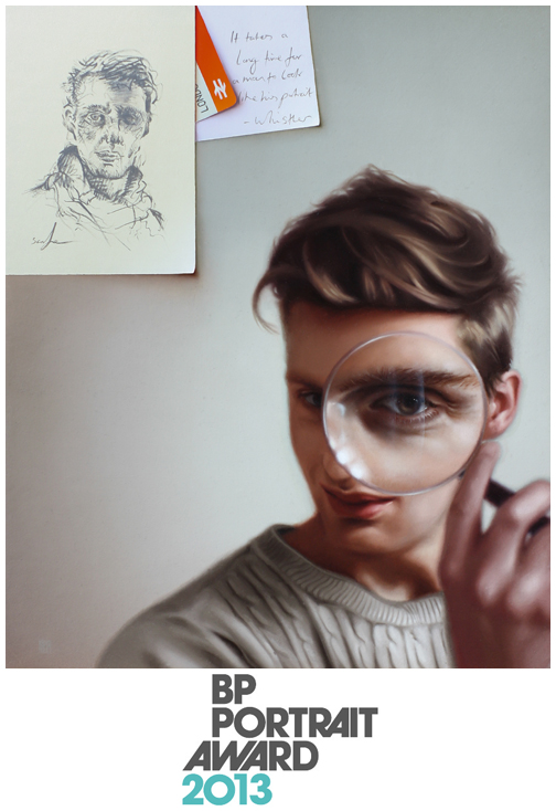 <em><strong>Heterochrome (Fraser & his self-portrait) - </em></strong>oil on panel, 240mm x 290mm © 2013